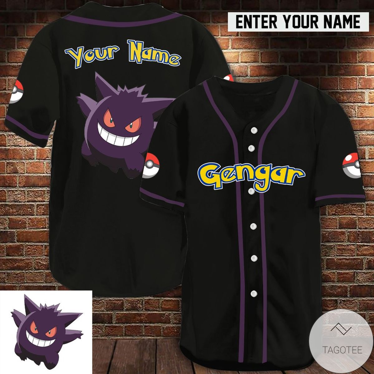 Personalized Pokemon Gengar Baseball Jersey