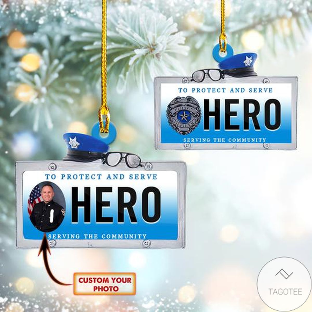 Personalized Police Protect And Serve Shaped Ornament