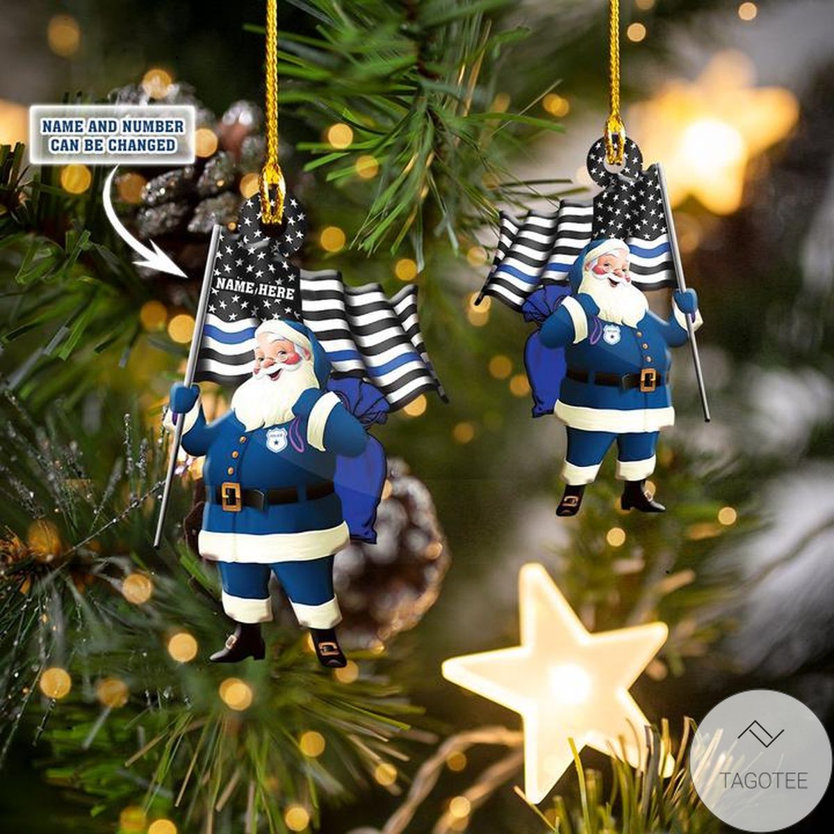 Personalized Police Santa Shaped Ornament