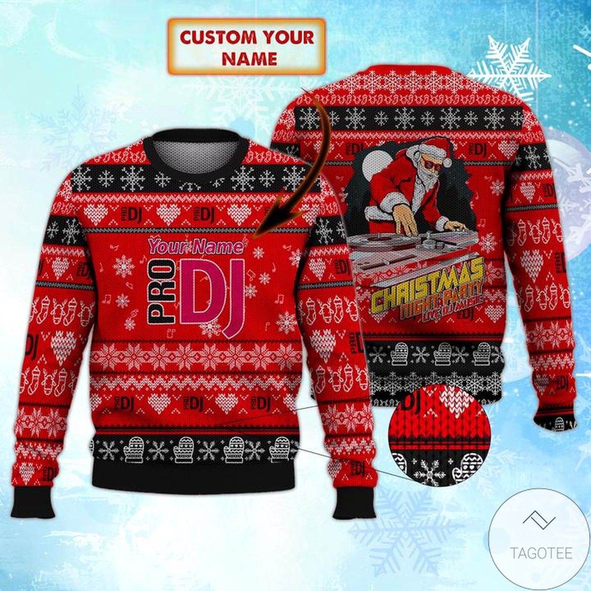 Personalized Proud Dj Santa Dj Ugly Christmas Sweater