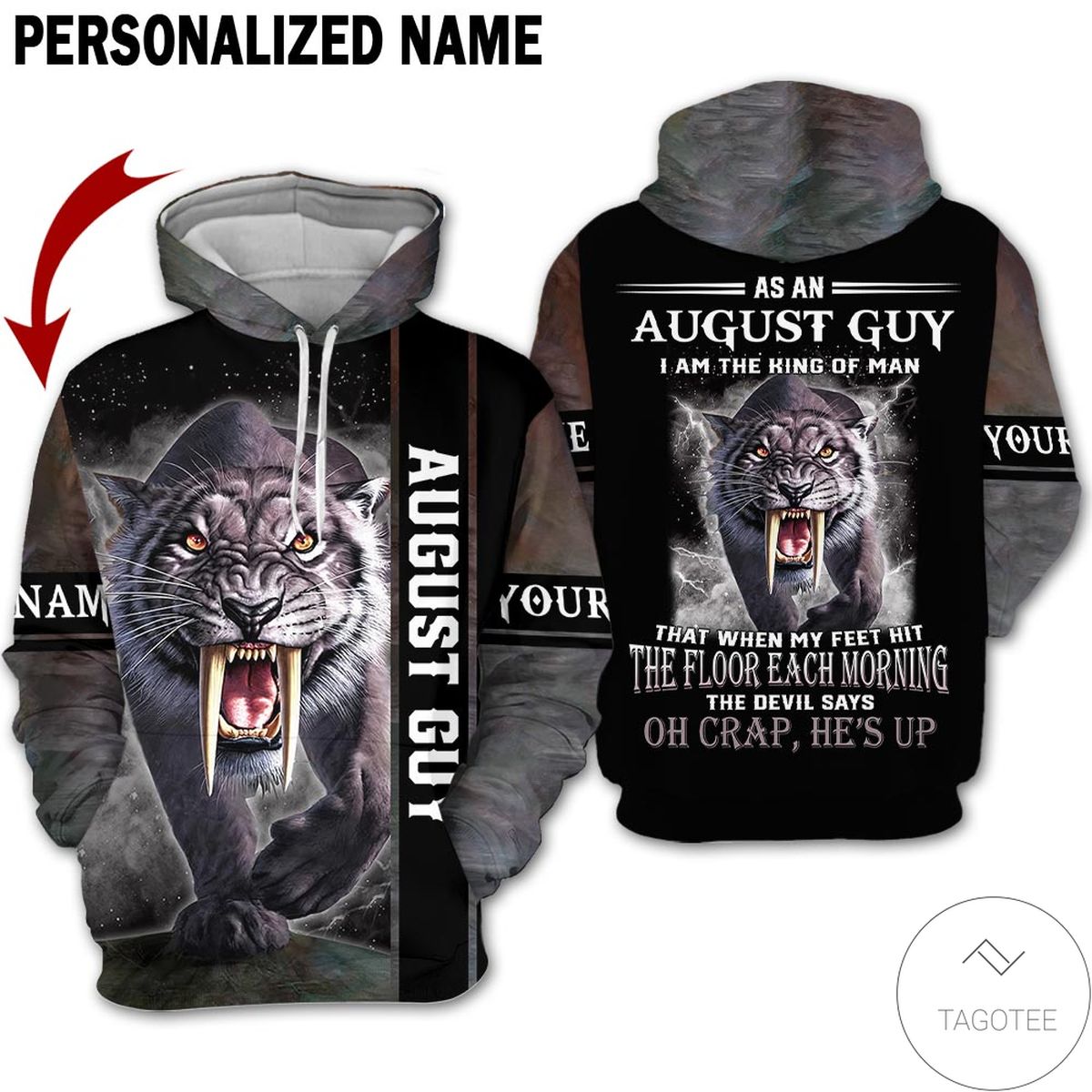 Personalized Tiger August Guy The Devil Says Oh Craps He's Up 3d Hoodie
