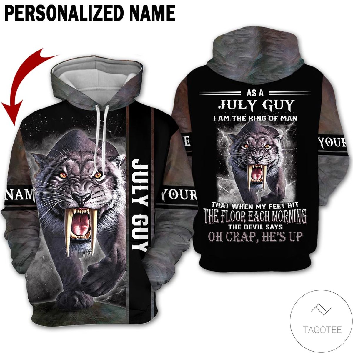 Personalized Tiger July Guy The Devil Says Oh Craps He's Up 3d Hoodie