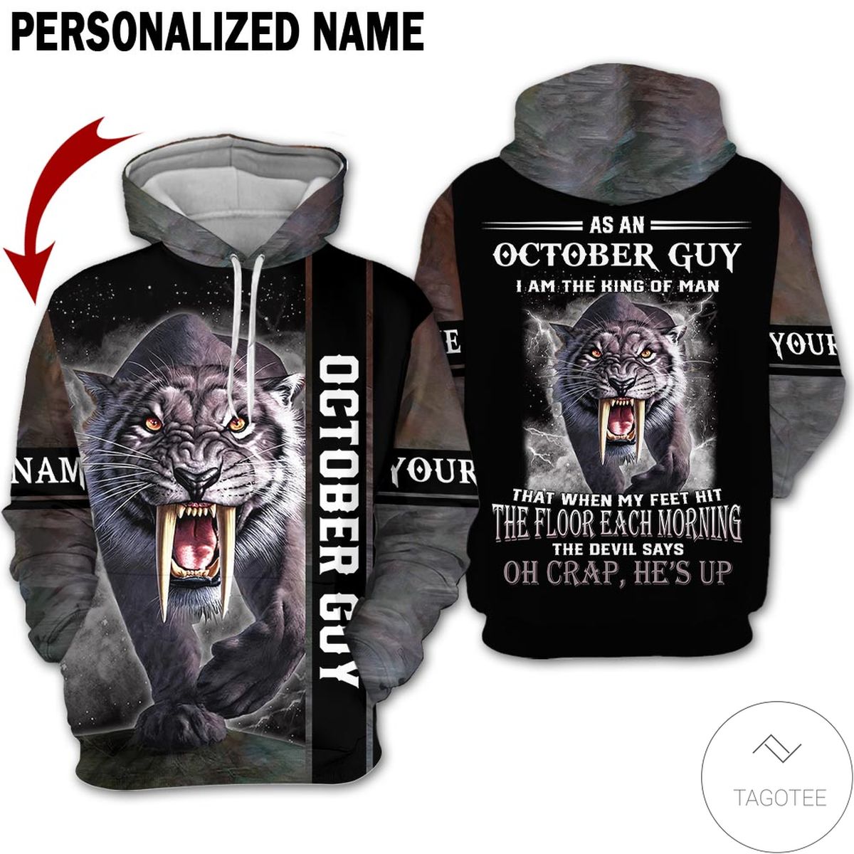 Personalized Tiger October Guy The Devil Says Oh Craps He's Up 3d Hoodie
