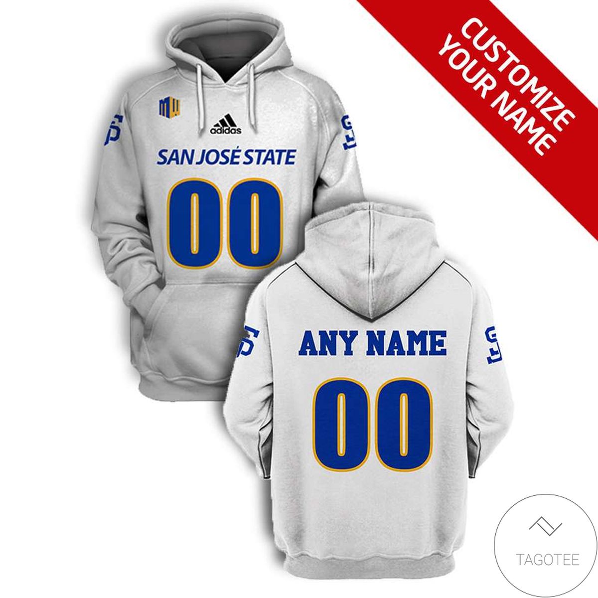 Personalized White San Jose State Spartans Branded Unisex 3d Hoodie