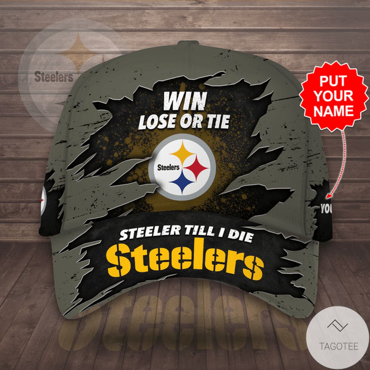 Personalized Win Lose Or Tie Steelers Fan Till I Die Cap