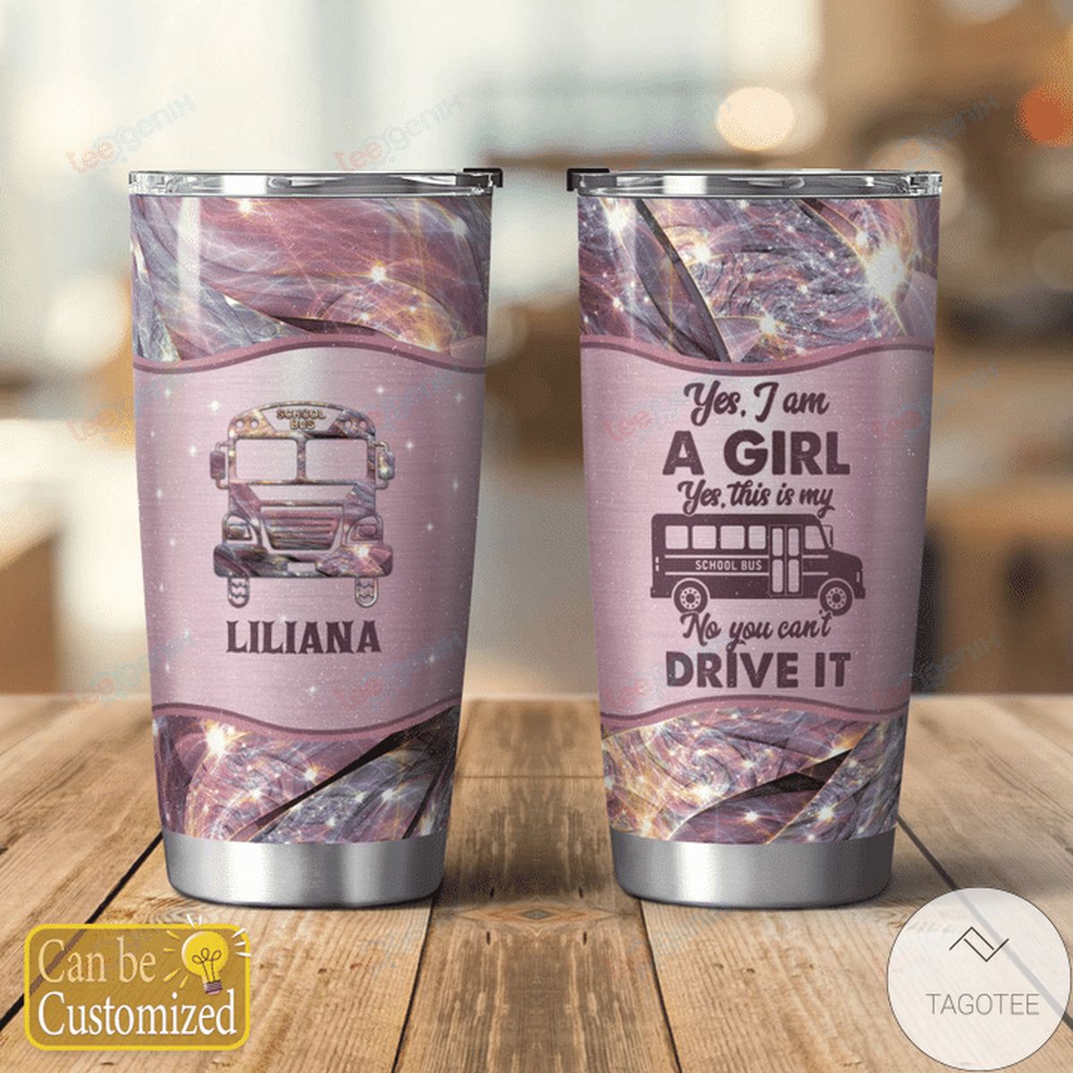 Personalized Yes Im A Girl School Bus Tumbler