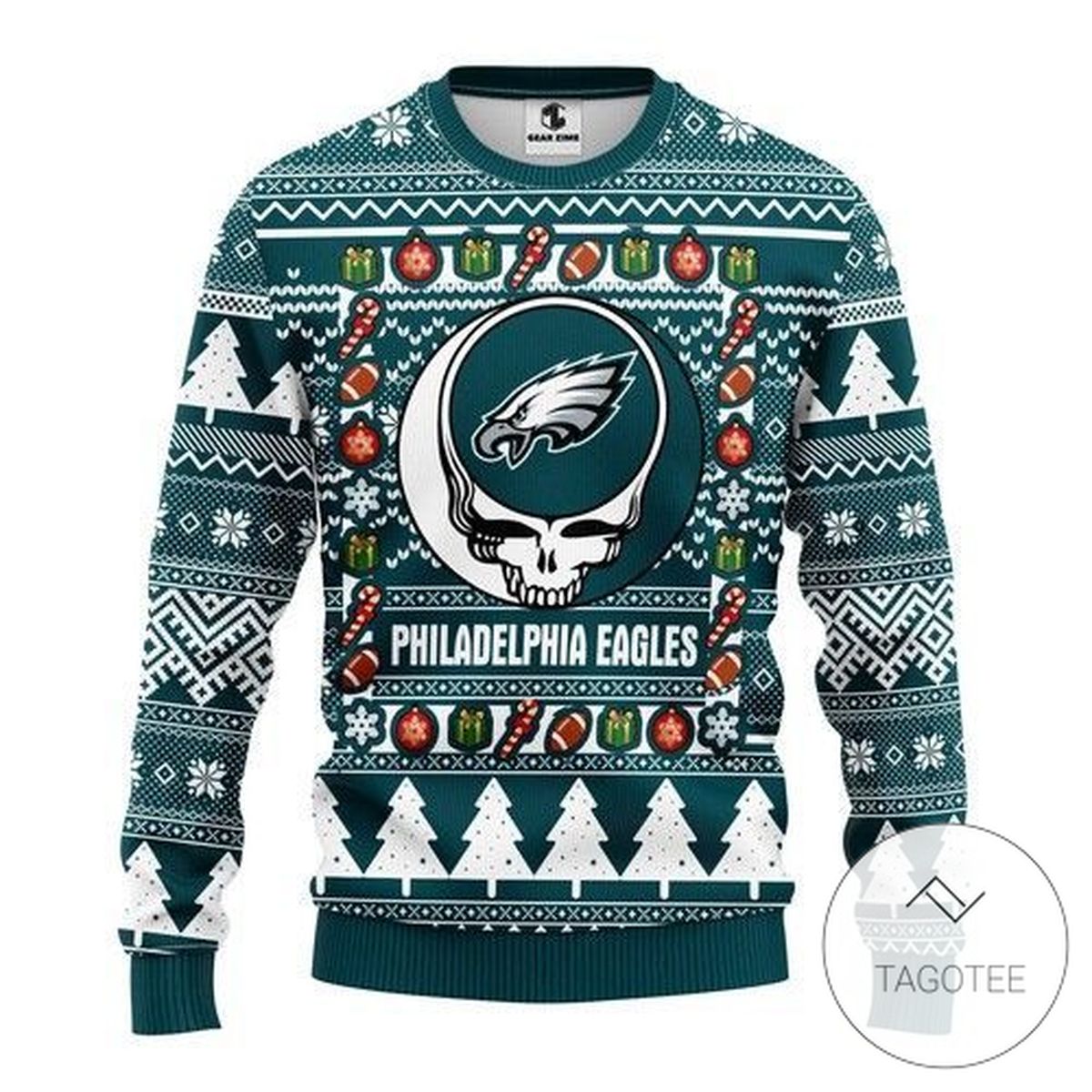 Philadelphia Eagles Grateful Dead Sweatshirt Knitted Ugly Christmas Sweater