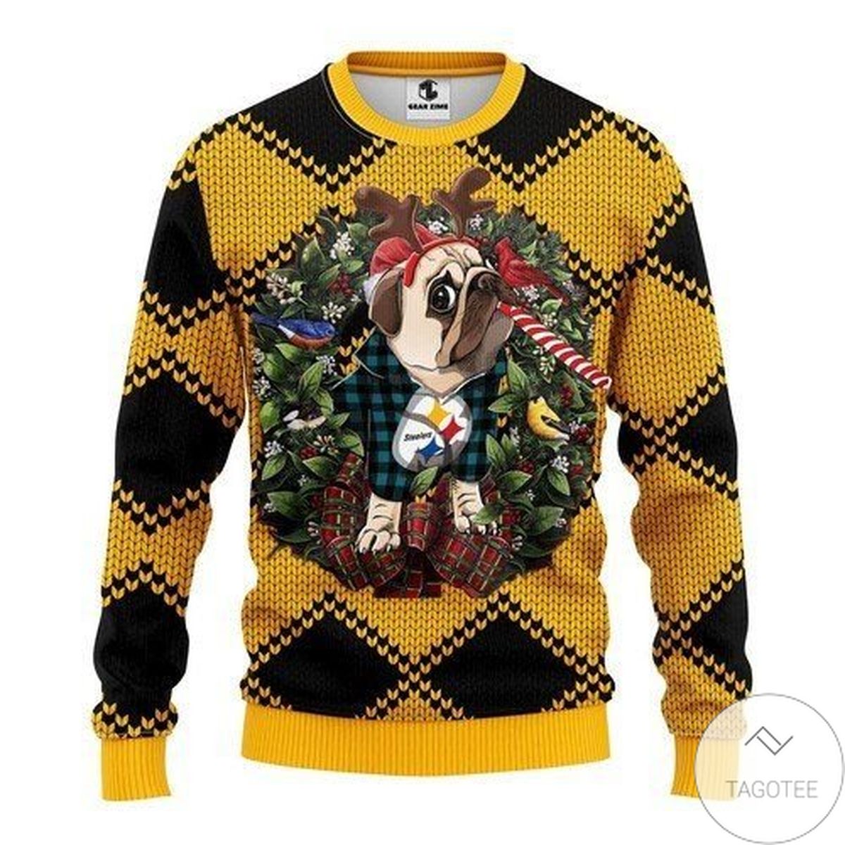 Pittsburgh Steelers Pug Dog For Unisex Ugly Christmas Sweater