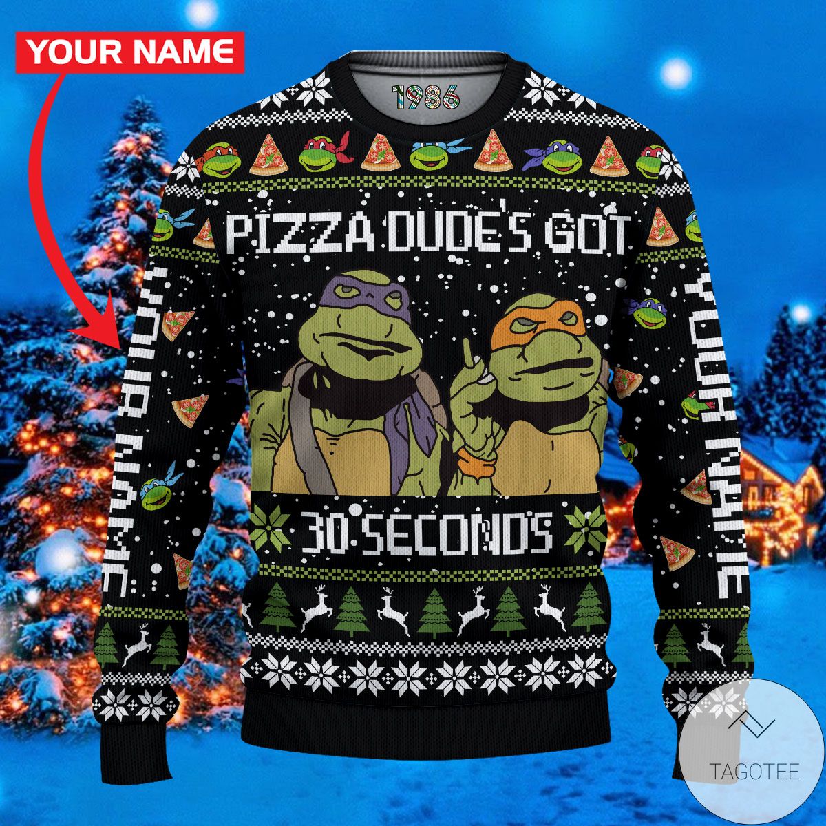 Pizza Dude’s Got 30 Seconds Teenage Mutant Ninja Turtles Ugly Christmas Sweater
