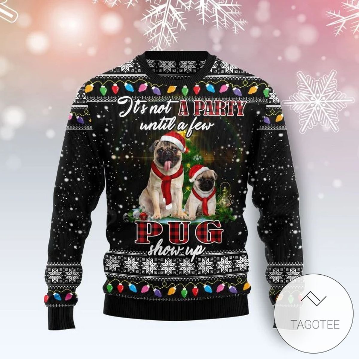 Pug Show Up Sweatshirt Knitted Ugly Christmas Sweater