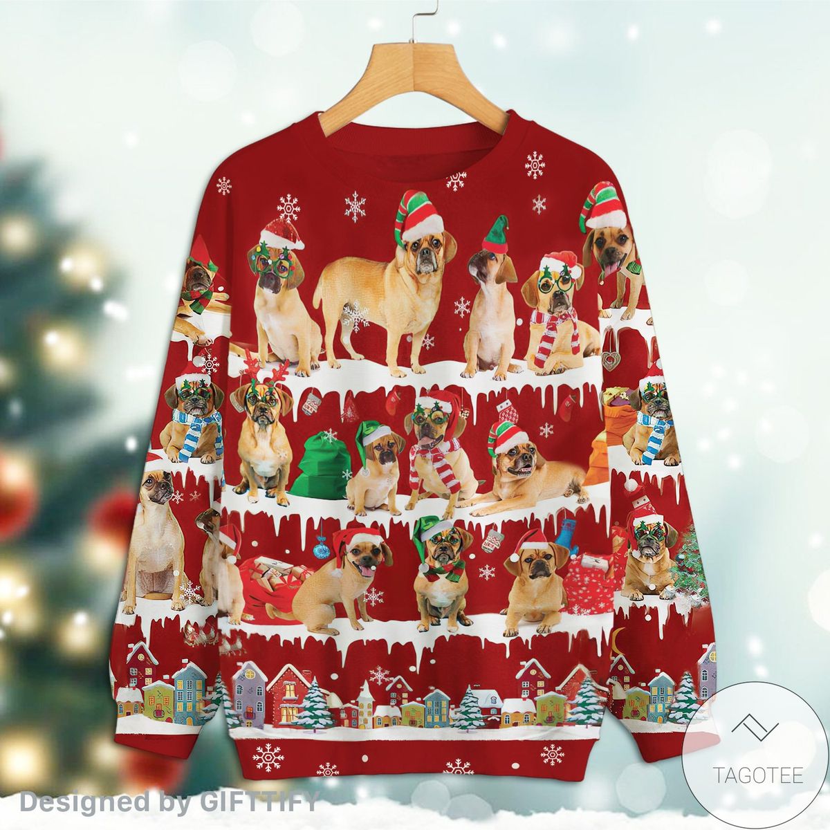 Puggle Snow Christmas Premium Sweatshirt