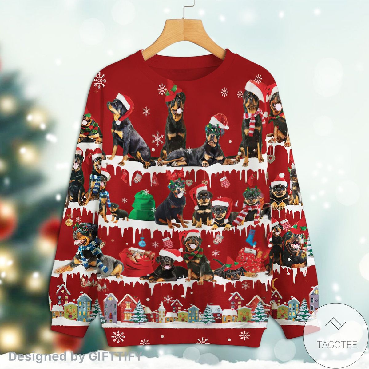 Rottweiler Snow Christmas Premium Sweatshirt