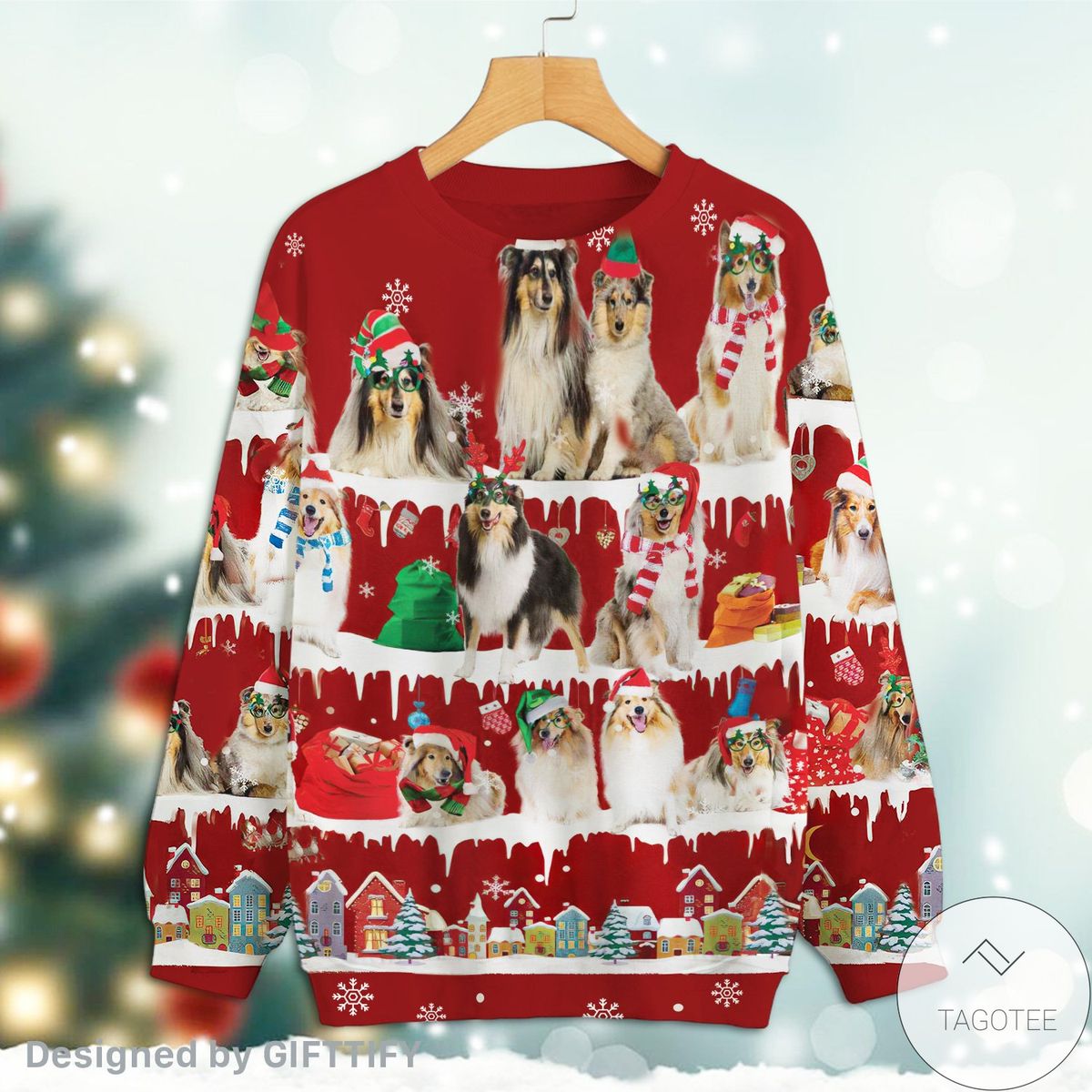 Rough Collie Snow Christmas Premium Sweatshirt
