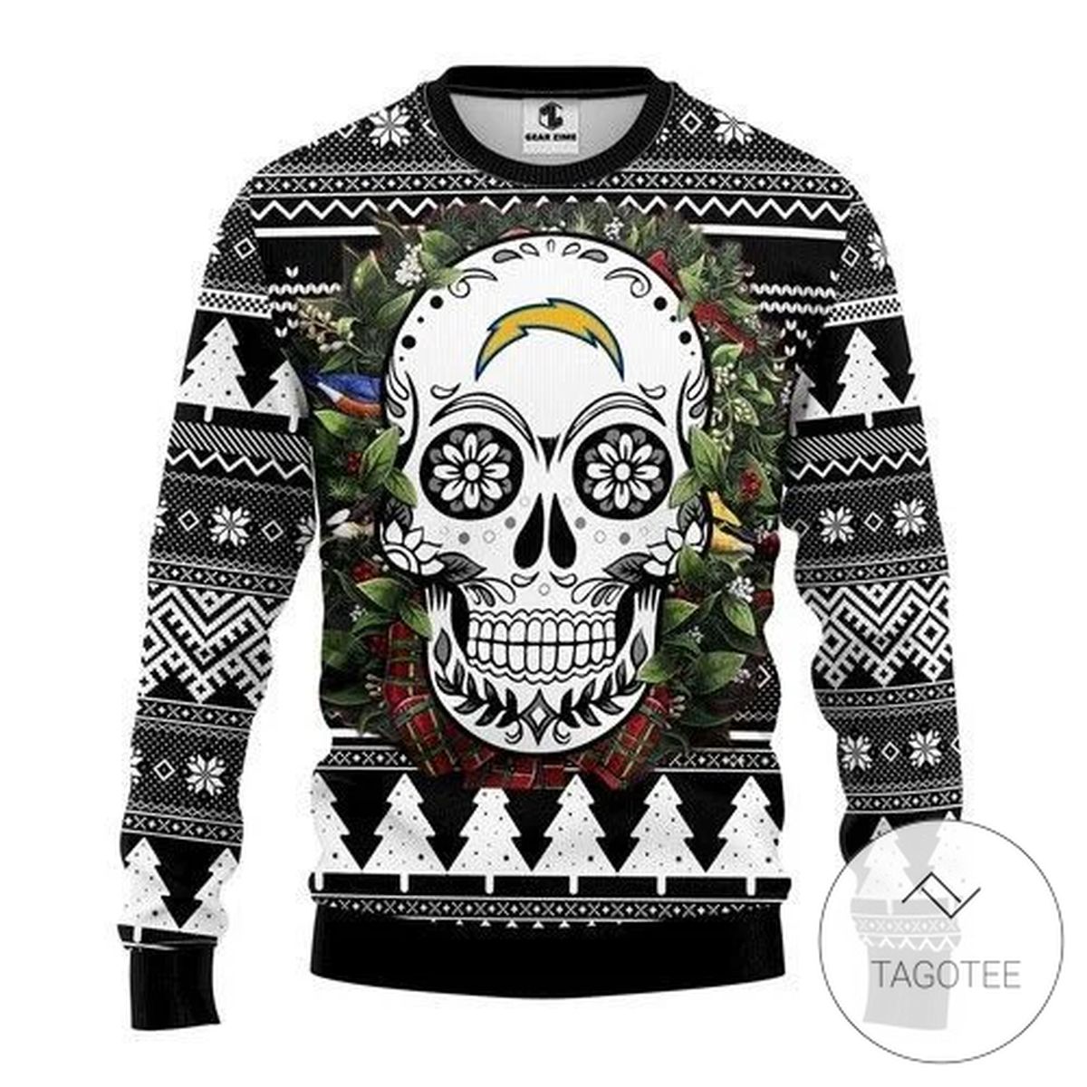 San Diego Chargers Skull Flower Sweatshirt Knitted Ugly Christmas Sweater