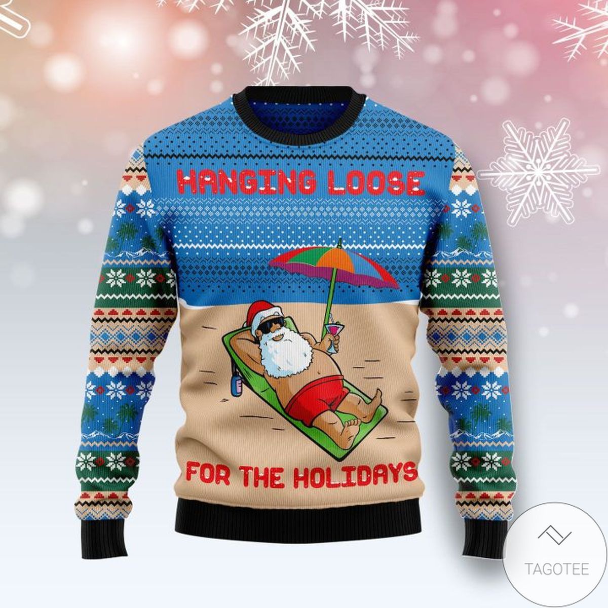 Santa Claus Hanging Loose For The Holidays Ugly Christmas Sweater
