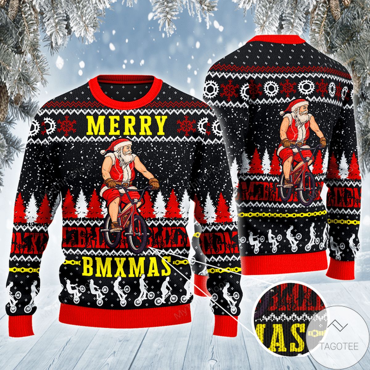 Santa On Bmx Merry Bmxmas Ugly Christmas Sweater