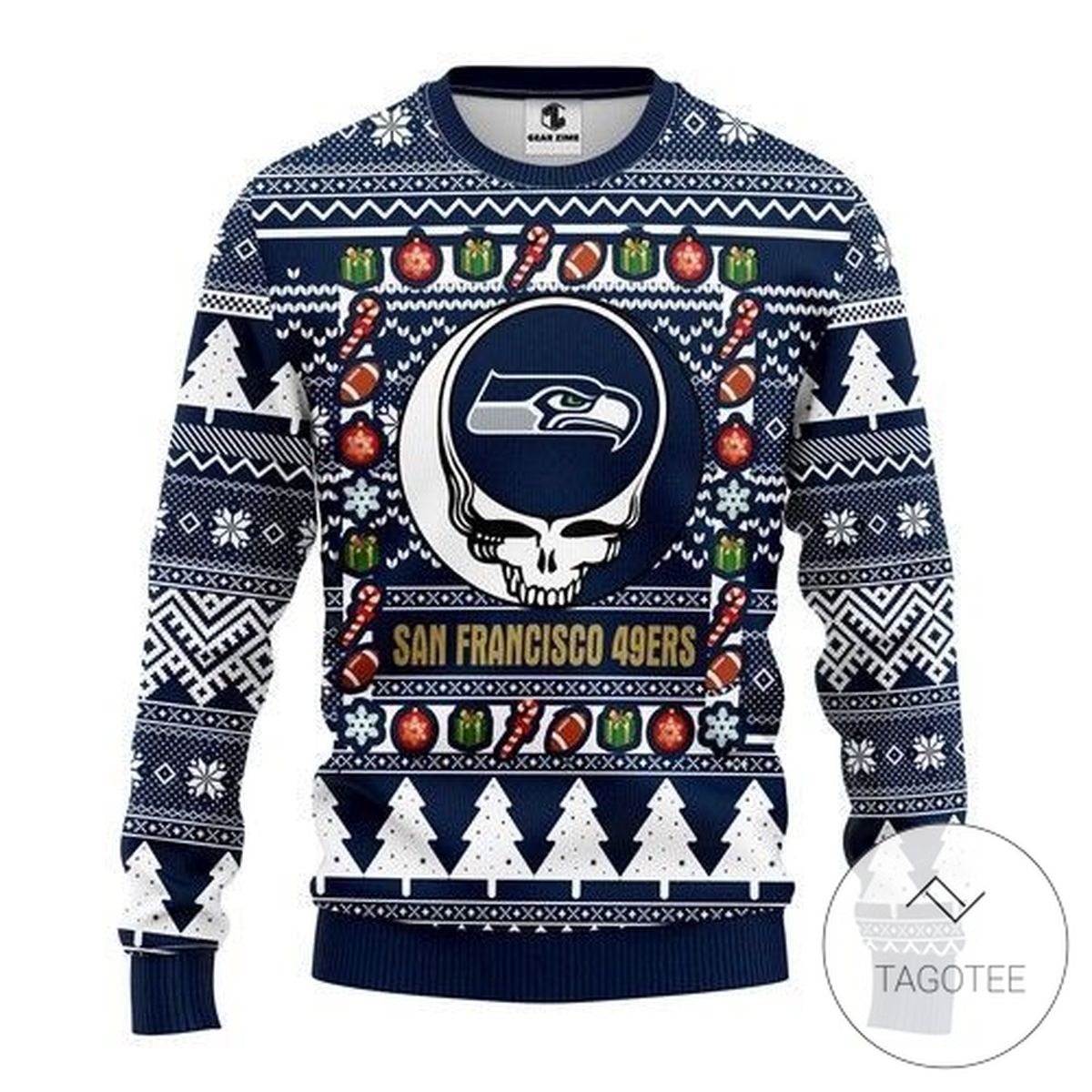Seattle Seahawks Grateful Dead Sweatshirt Knitted Ugly Christmas Sweater
