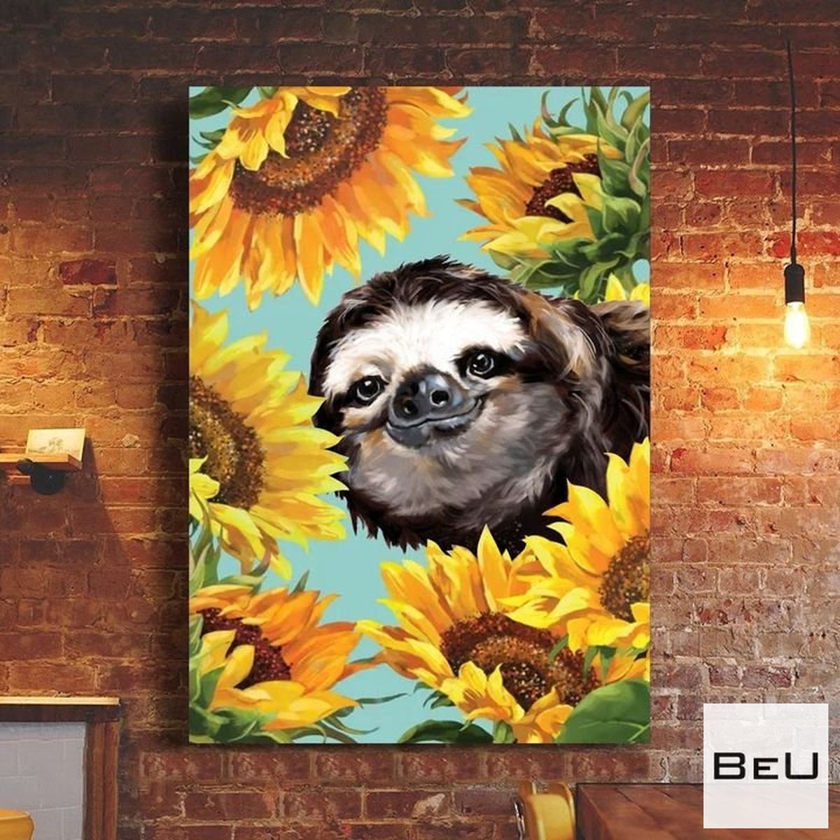 Sloth With Sunflower Poster