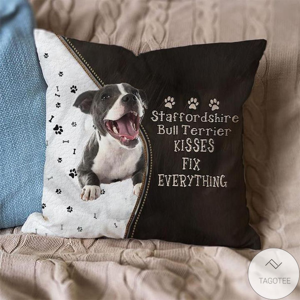 Staffordshire-Bull-Terrier Kisses Fix Everything Pillowcase