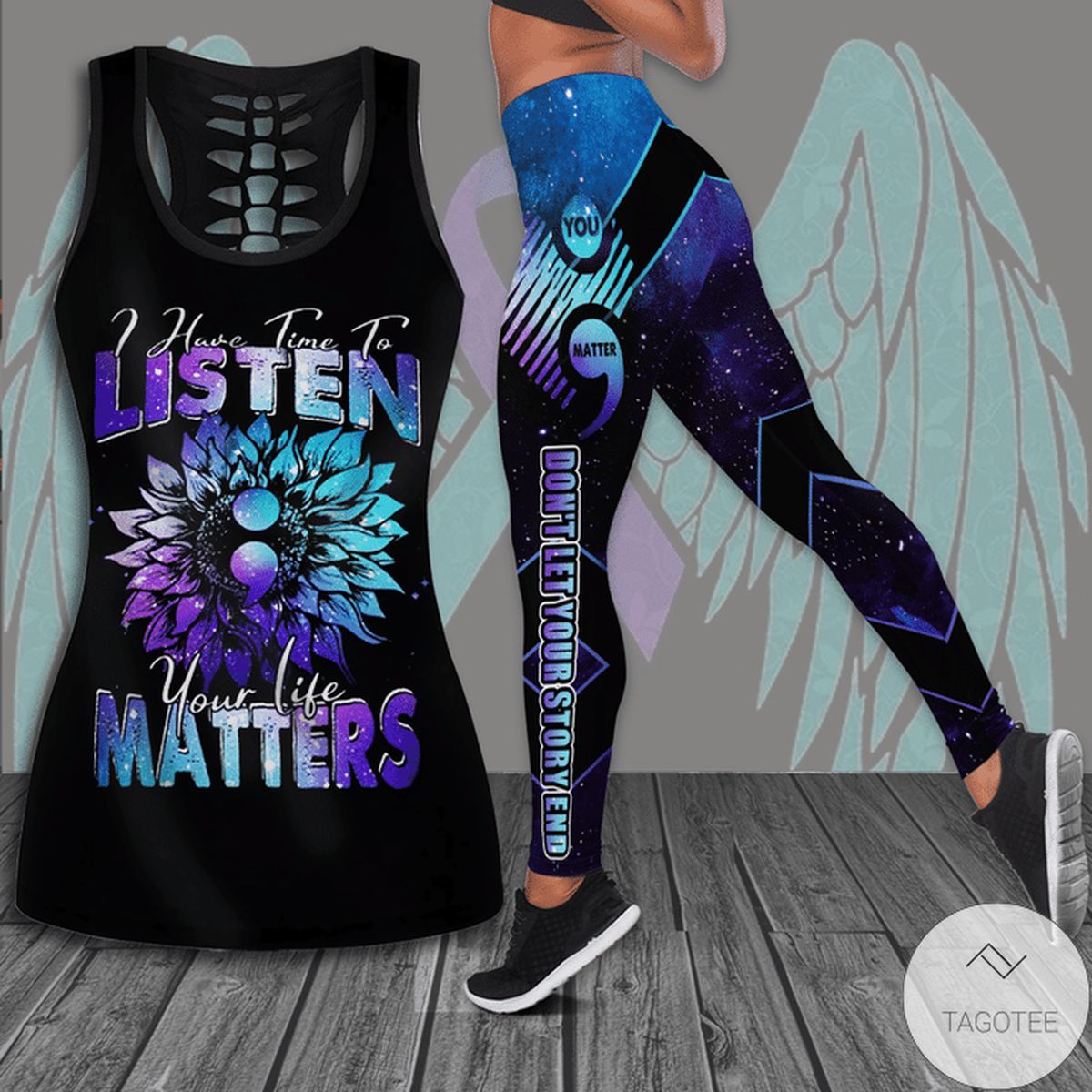 Suicide Prevention Awareness I Have Time To Listen Your Life Matters Hollow Tank Top & Leggings Set
