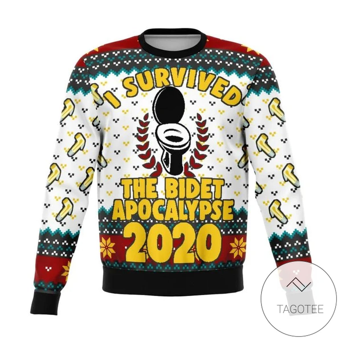 Survived Bidet Apocalypse 2020 Ugly Christmas Sweater