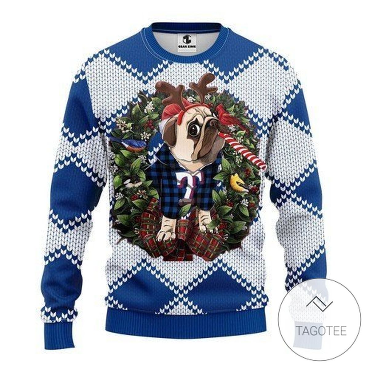 Texas Rangers Pug Dog For Unisex Sweatshirt Knitted Ugly Christmas Sweater