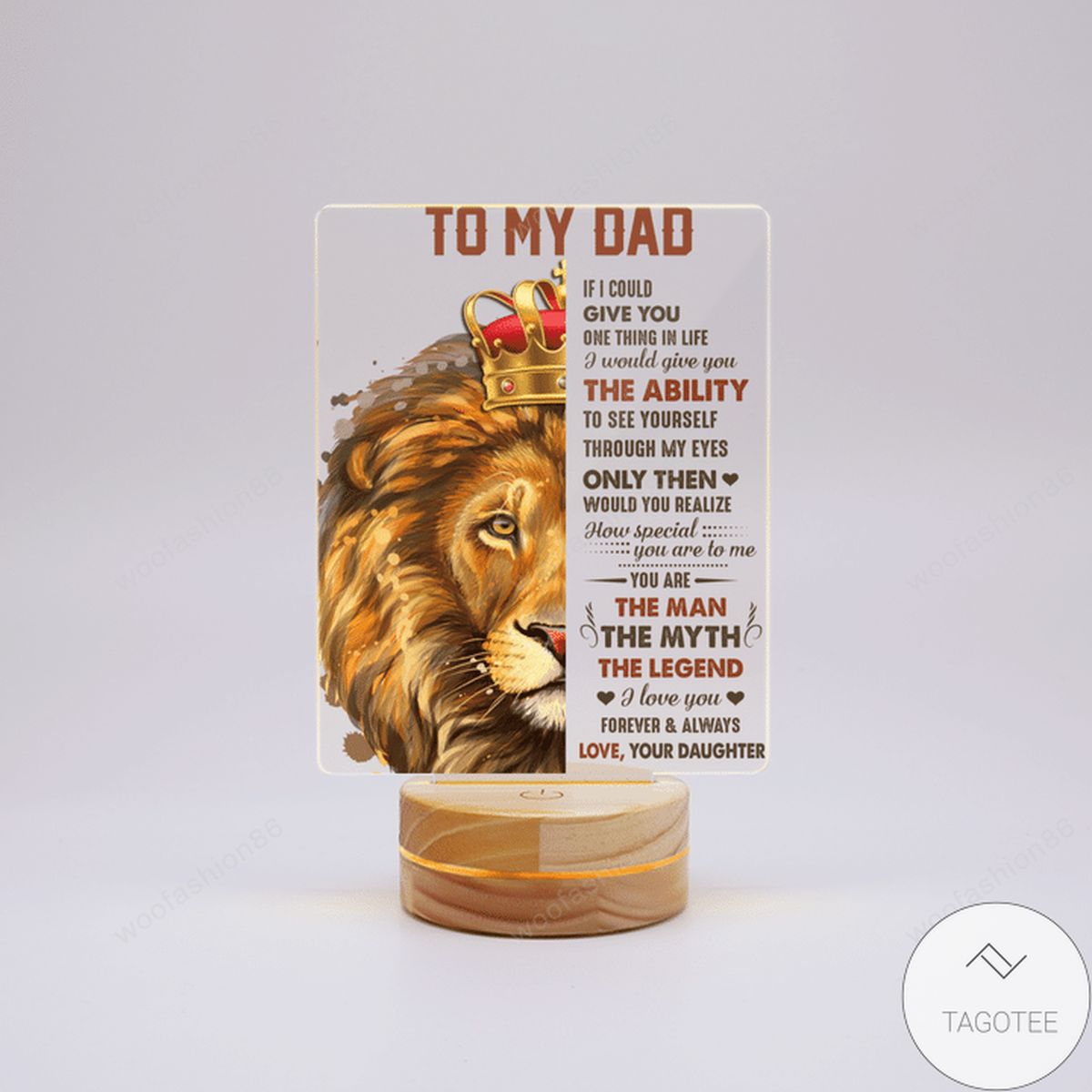 To My Dad You Are The Man The Myth The Legend Lion Uv Led Lamp