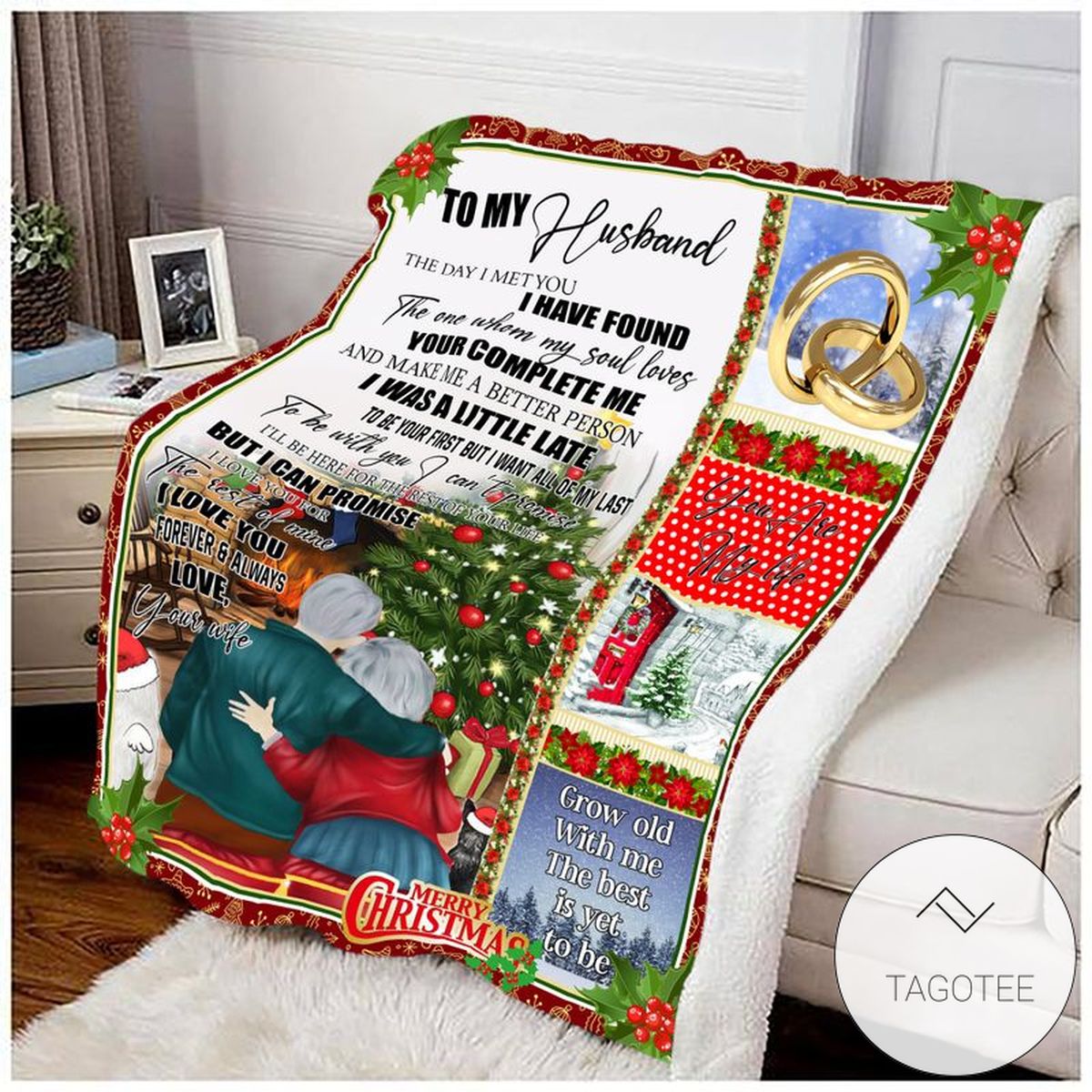 To My Husband-I Love You Forever And Always Christmas Blanket