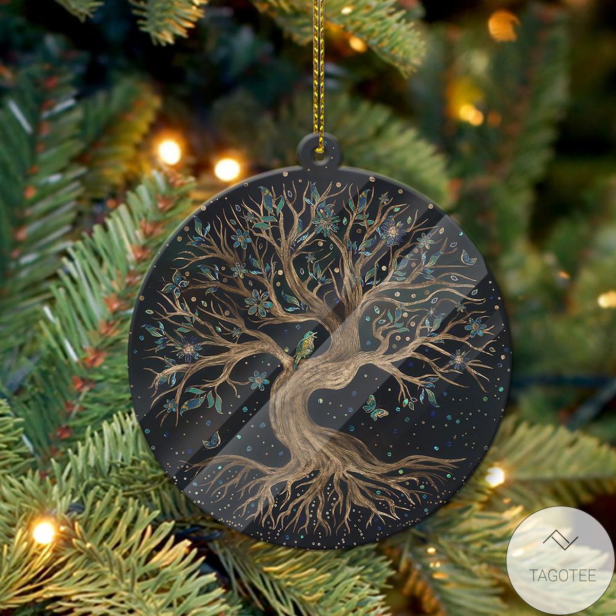 Tree Of Life & Butterfly Acrylic Yule Ornament