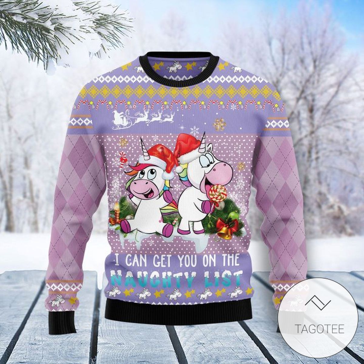 Unicorn Naughty List Sweatshirt Knitted Ugly Christmas Sweater