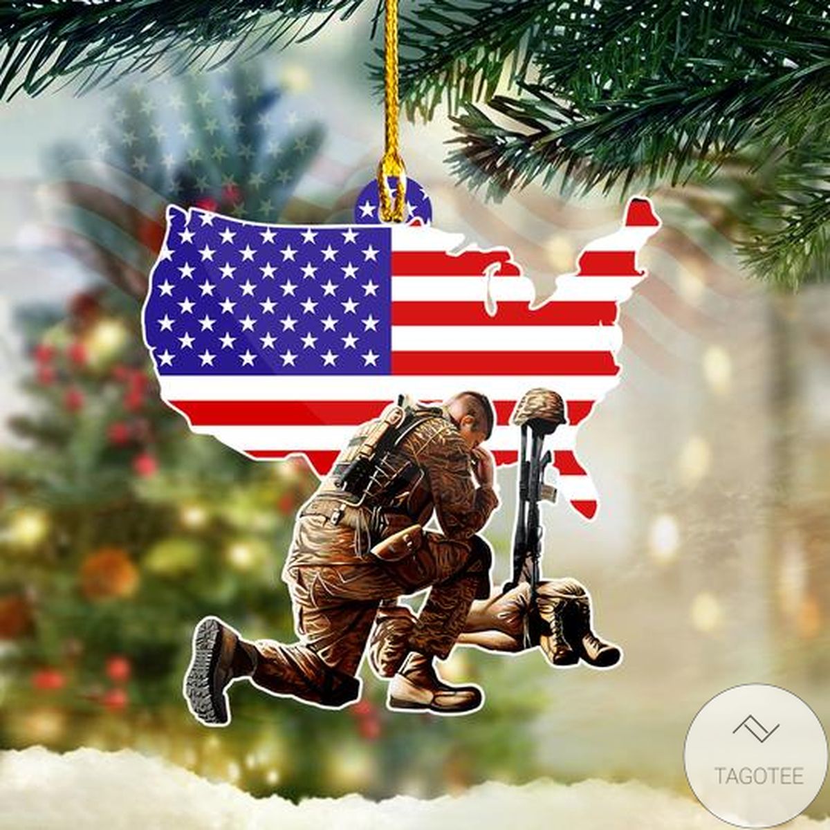 Veteran American Flag Shaped Ornament