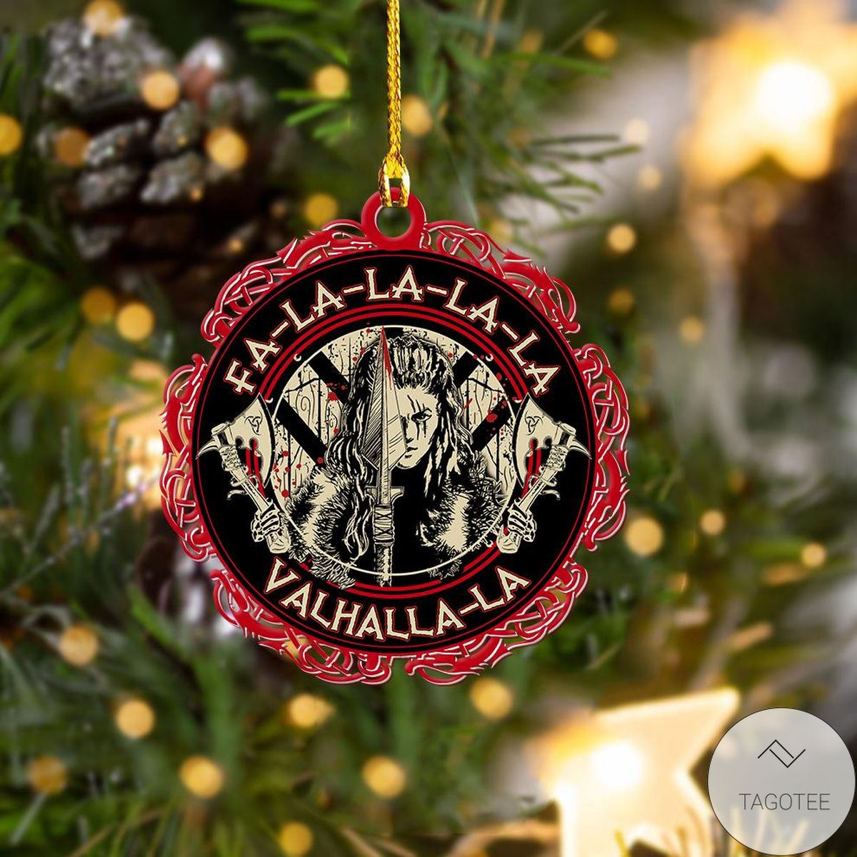 Viking Shieldmaiden Black And Red Ornament