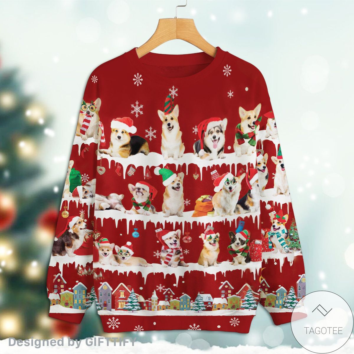 Welsh Corgi Snow Christmas Premium Sweatshirt
