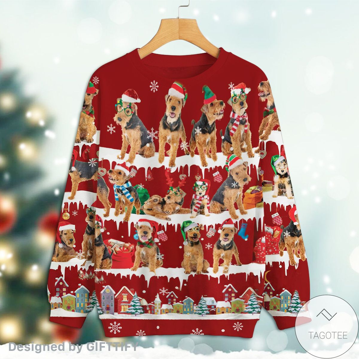 Welsh Terrier Snow Christmas Premium Sweatshirt