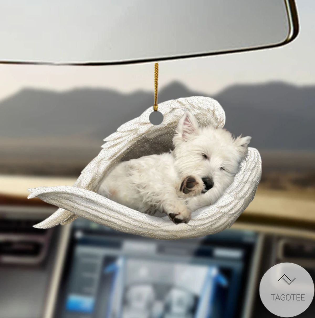 West Highland White Terrier Sleeping Angel Car Hanging Sleeping Angel Ornament