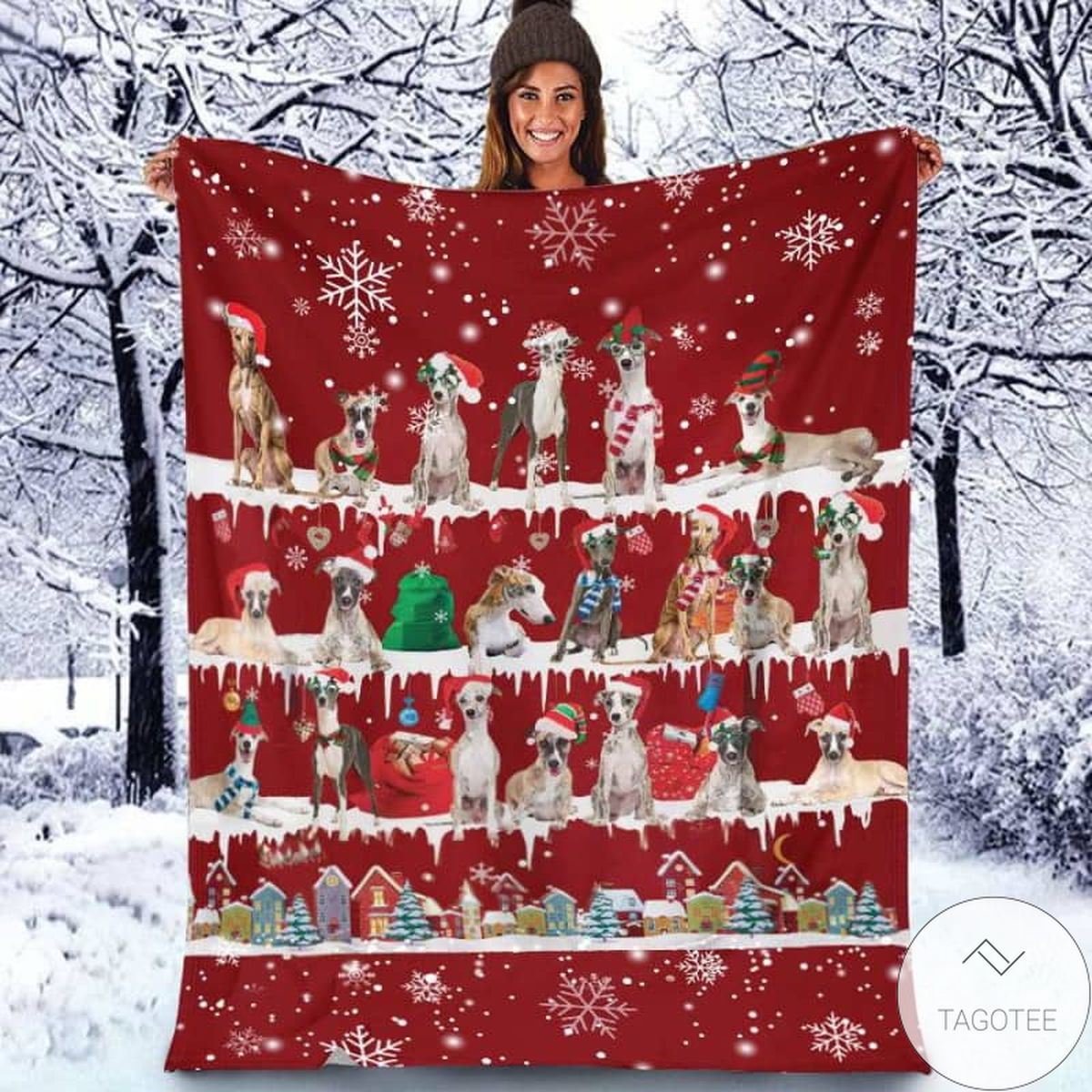 Whippet - Christmas Blanket
