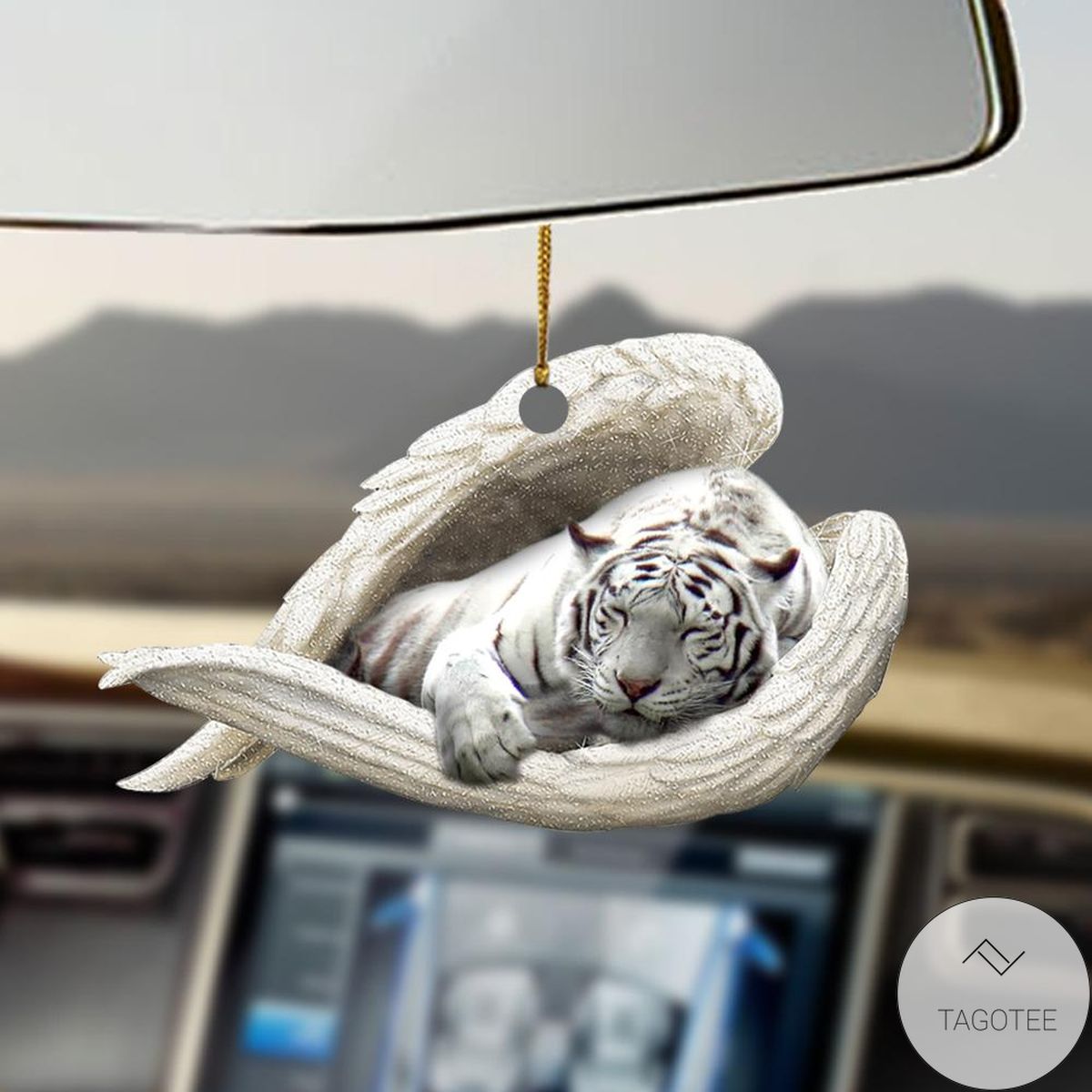 White Tiger Car Hanging Sleeping Angel Ornament