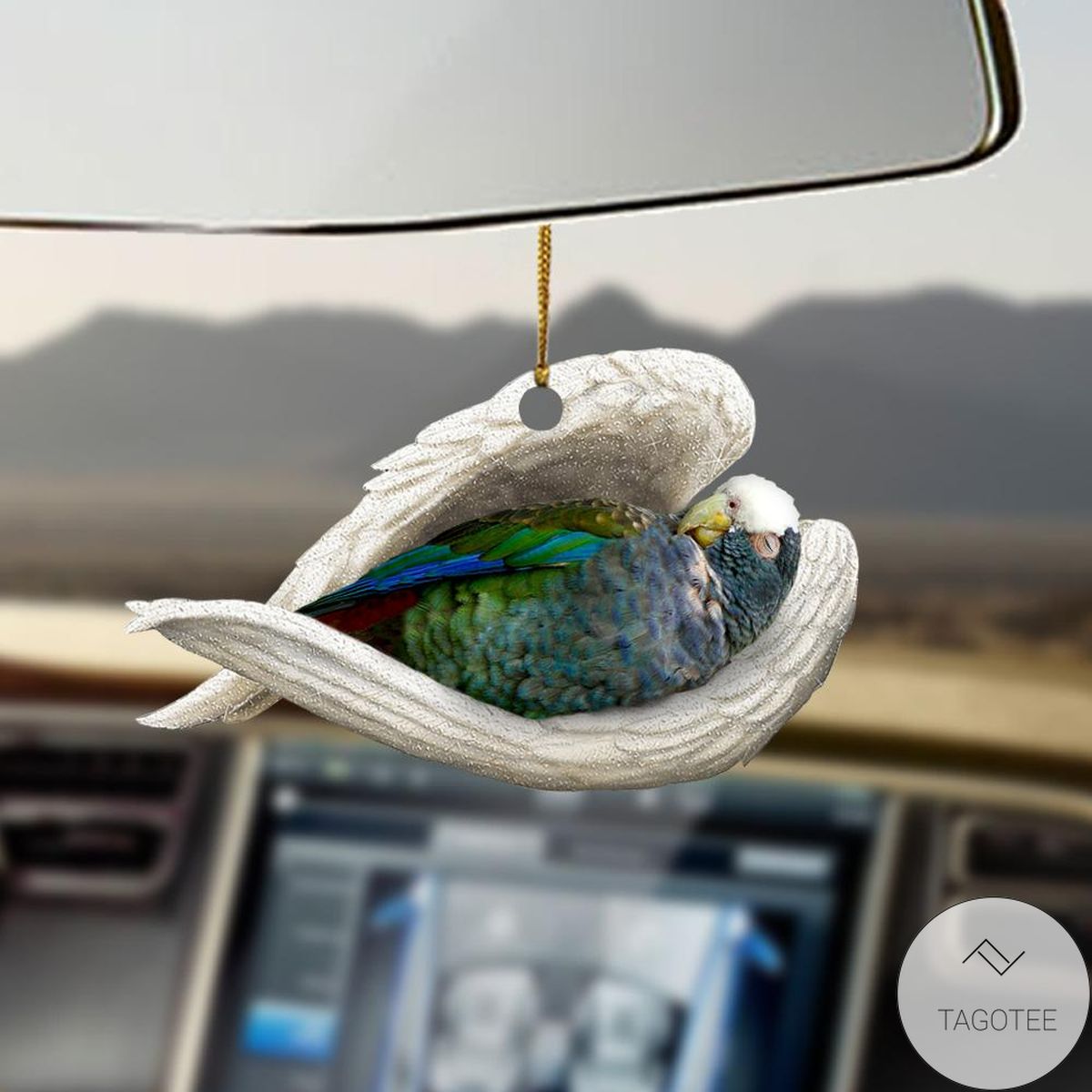 White-capped Pionus Car Hanging Sleeping Angel Ornament