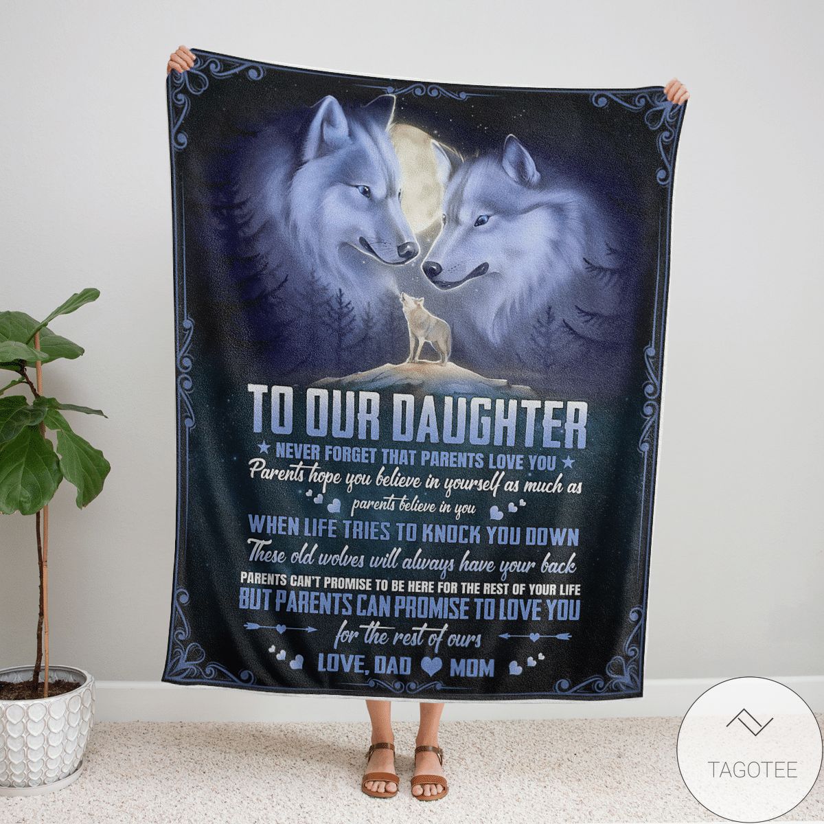 Wolf To Our Daughter Never Forget That Parents Love You Fleece Blanket