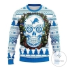 Detroit Lions Skull Flower Ugly Christmas Sweater