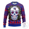 Nhl New York Rangers Skull Flower Ugly Christmas Sweater